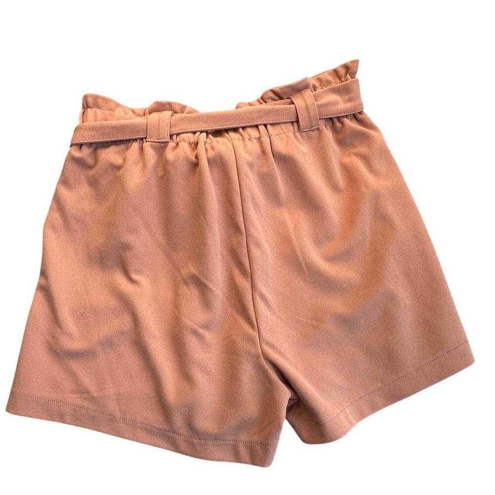 Ci Sono High Waisted Tie Belt Paperbag Shorts Pink XL - Picture 3 of 10